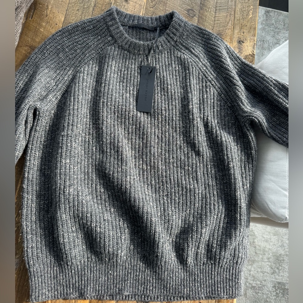 Jenni Kayne Oversized Cashmere Fisherman Sweater NWT Charcoal Medium